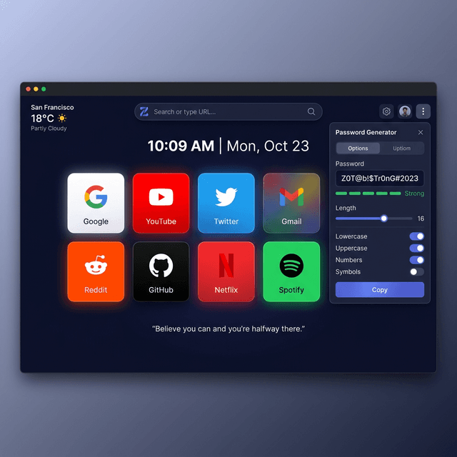 ZoTab Extension Preview - Bookmark đẹp mắt trên tab mới